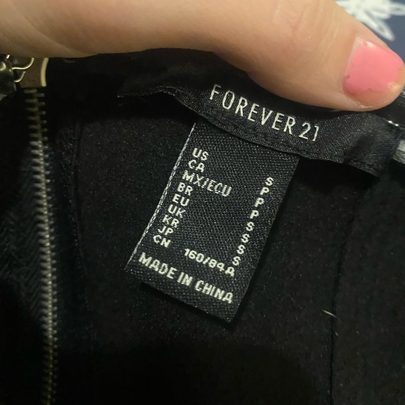 Women’s forever 21 Black Faux Leather Spooky Strapless Flare Sexy Dress Small - Picture 3 of 3